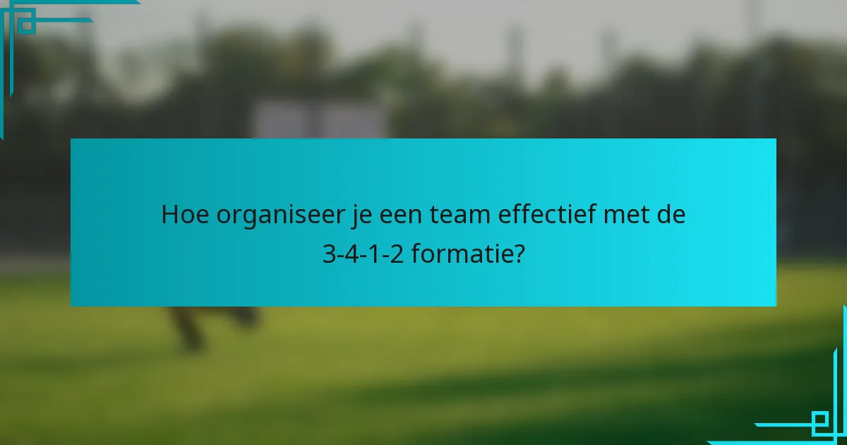 Hoe organiseer je een team effectief met de 3-4-1-2 formatie?
