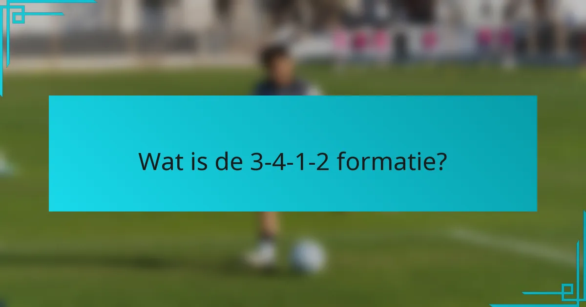 Wat is de 3-4-1-2 formatie?