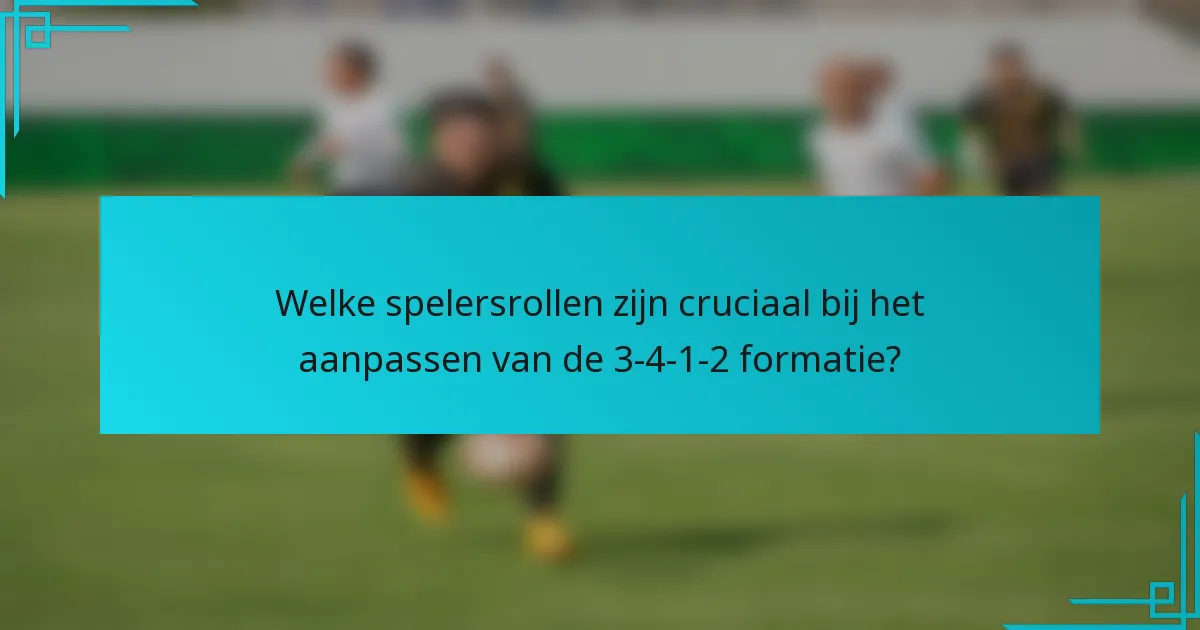 Welke spelersrollen zijn cruciaal bij het aanpassen van de 3-4-1-2 formatie?